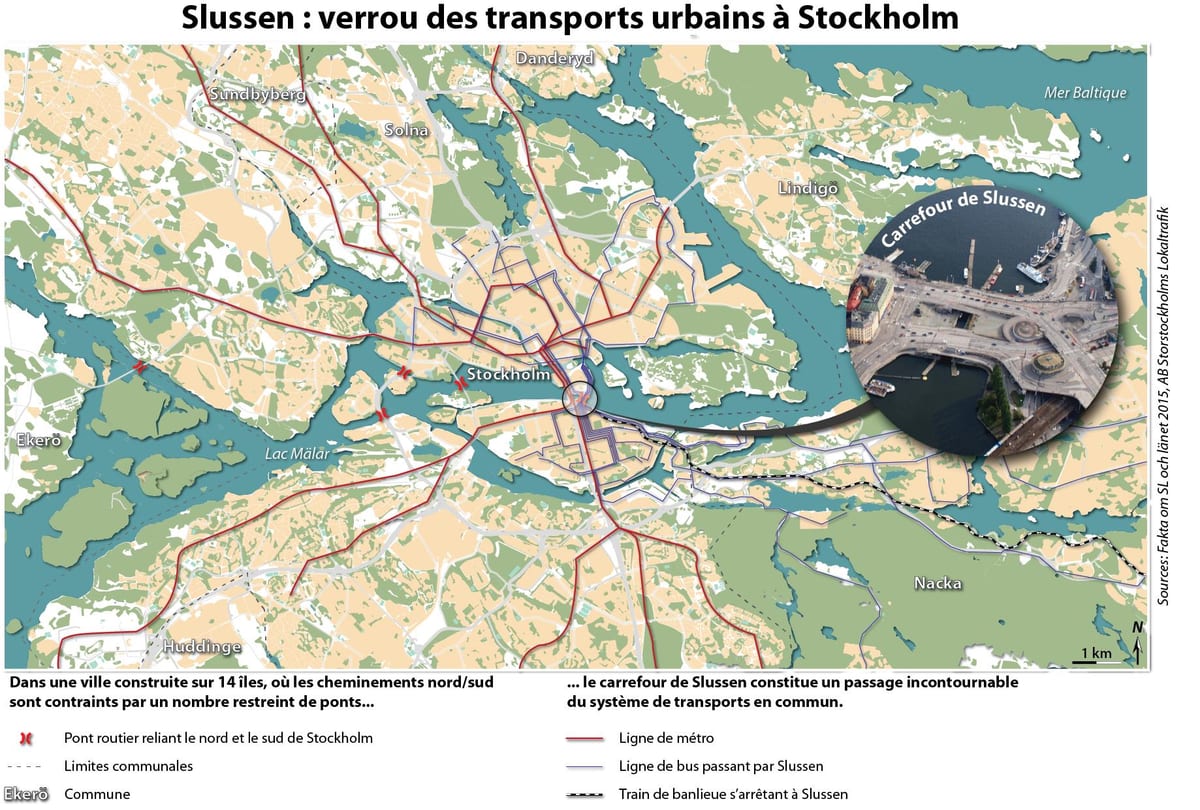 แผนที่ของ slussen นโรคสต๊อกโฮล์ม