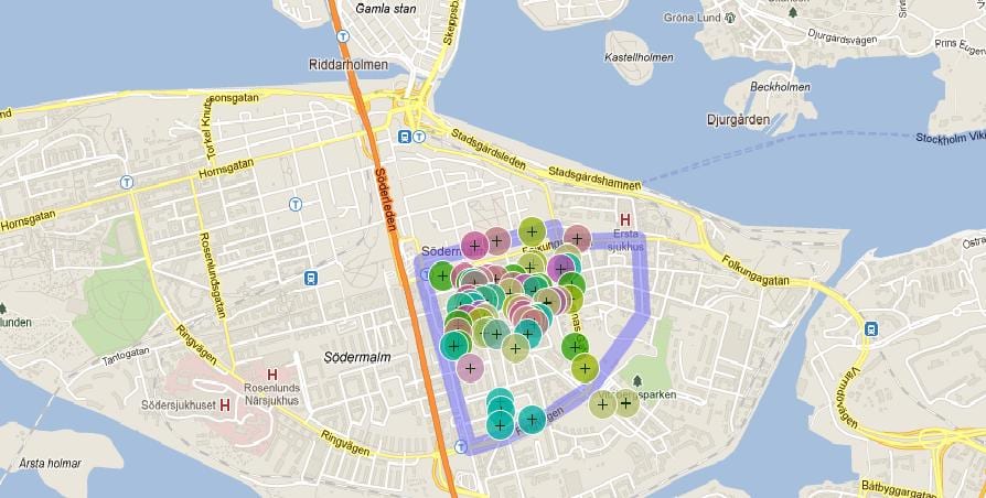 แผนที่ของ sofo นโรคสต๊อกโฮล์ม