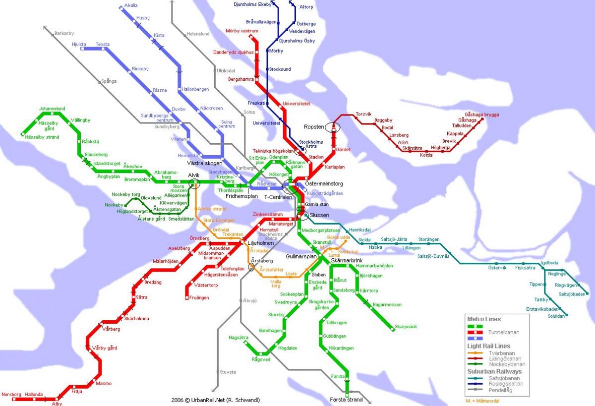 รถไฟใต้ดินแผนที่สตอกโฮล์มสวีเดน